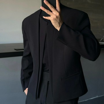 秋季外套男士春秋款開衫墊肩西裝上衣時尚潮流痞帥設計夾克男單西鑫弘-錦衣華服