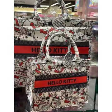 2024新款購物袋立體大容量托特帆布手提包hellokitty托特包通勤包