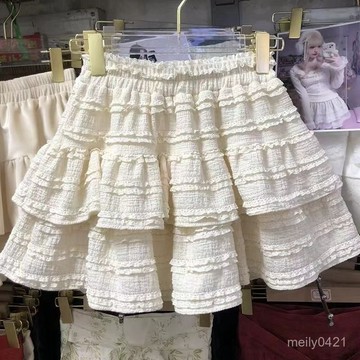 ⭐國潮短裙⭐【7376人收藏】春日夏季甜美風軟妹芭蕾花邊設計半身裙裙子感小衆蓬蓬蕾絲蛋糕