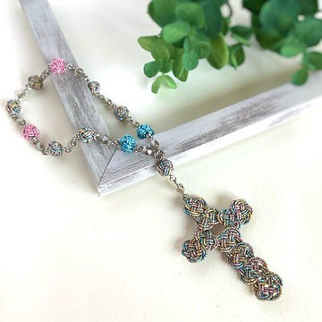 Mini Rosary Mizuhiki Cross Cross 七色彩虹