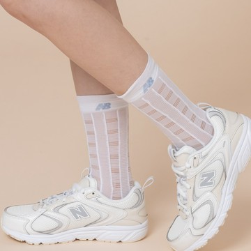 New Balance [New Balance]輕薄透膚中筒襪_中性_白色_AC83595WT