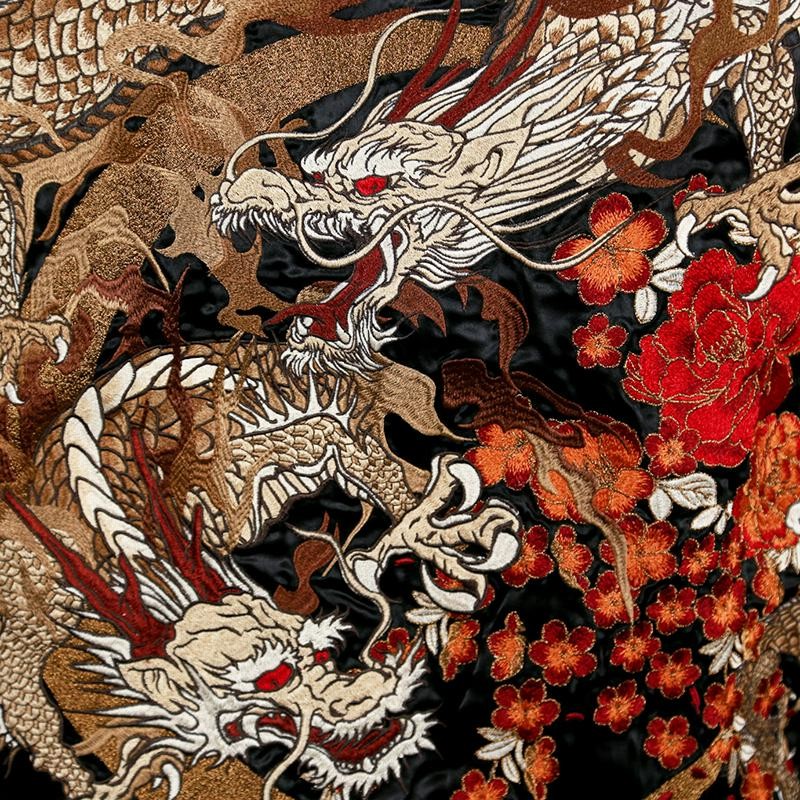 スカジャン 絡繰魂 粋 カラクリダマシイ イキ 月光龍群 刺繍 和