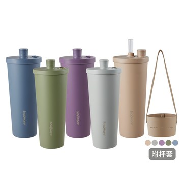 【康寧密扣Snapware】鋅light輕瓷保溫保冰跳跳杯 吸管杯850ml/附杯套/抗菌塗層