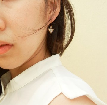 *coucoubird*碎鑽黃銅小三角形耳勾