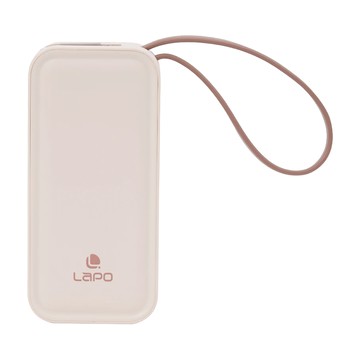 LaPO 自帶線 20W雙向快充2合1充電器行動電源 5000mAh TypeC 原廠保固  奶茶色  WT-06