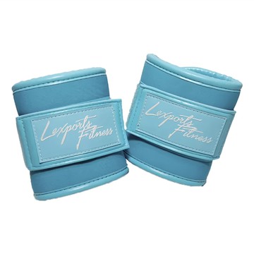 Lexports Fitness 勵動風潮 專業重量訓練健身皮革腳踝綁帶 2入/組  糖果藍