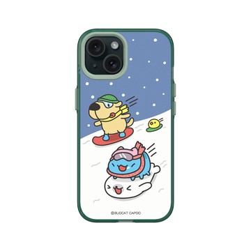 iPhone 15 Clear 憂墨綠 - 貓貓蟲咖波 Bugcat Capoo - 滑雪趣