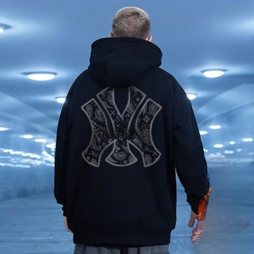 oversize歐美潮流字母連帽套頭衛衣男寬松大碼加絨加厚胖子外套冬