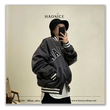【HAO NICE】日系街頭潮NAUTICA 經典貼布logo 復古 微亮面棒球外套 休閒外套 尼龍