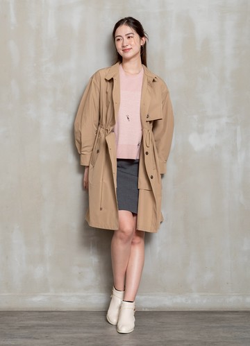 自由國度中長版收腰風衣外套