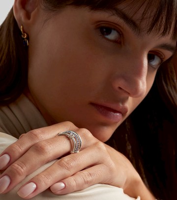 Spinelli Kilcollin Raneth sterling silver ring with sapphires and diamonds