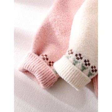 女童針織外套春秋款洋氣童裝兒童加絨加厚毛線衣開衫女孩提花上衣