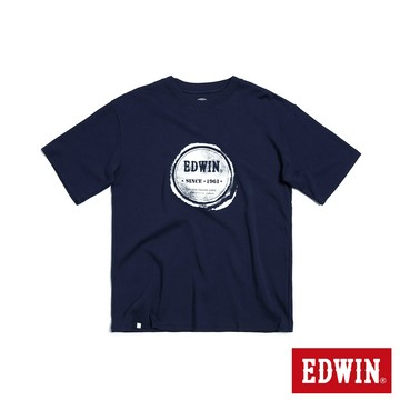 EDWIN 男款 人氣復刻 橘標 圓LOGO短袖T恤(丈青色)