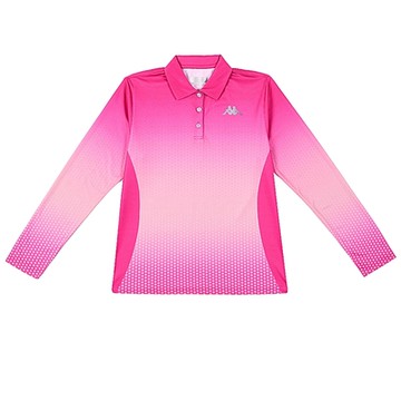 KAPPA 義大利女生長袖吸濕排汗POLO衫 桃紅漸層 331K78WXLF 台灣製