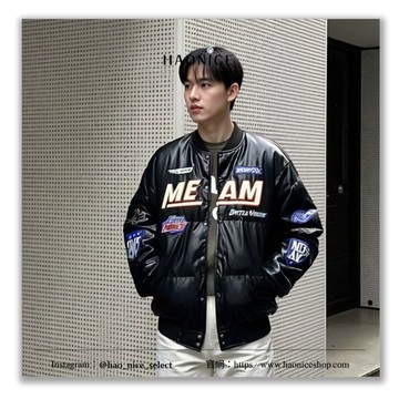 【HAO NICE】街頭感十足️多元素 復古賽車服 PU皮革 賽車外套 棒球外套 麵包服