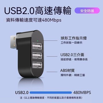 【可開收據】usb2.0接口分線器擴展高速轉接頭筆記本臺式電腦HUB一拖三集線器 GHJT