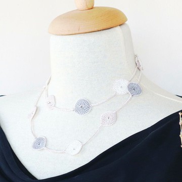 鉤針編織 90 公分長鍊【Drop 90】冰川灰