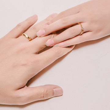 Freja｜單鑽樹枝＆樹冠 18K 金對戒