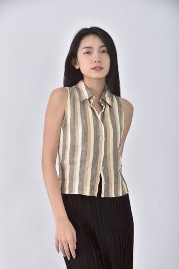 (S) mexx條紋杏色外套