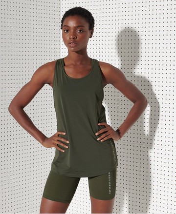 Superdry Women's Women's Sport Training Strappy Tank Top Khaki / Army Khaki - Size: 6 Size: 2