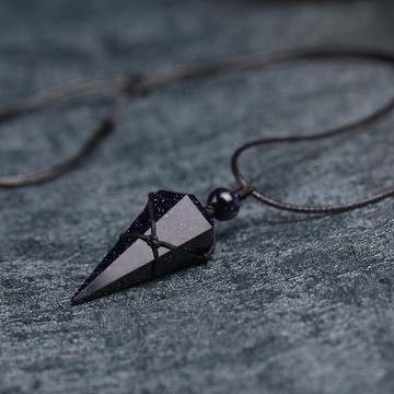 千琪原創星空藍砂石吊墜男女款飾品韓個性靈擺能量石學生情侶禮物