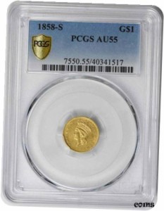 アンティークコイン NGC PCGS Gold Type AU55 1858-S