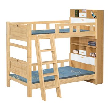 Boden-威森3.5尺單人書架型收納實木雙層床(四分床板-不含床墊)