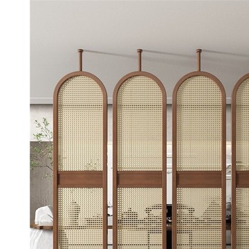 中式屏風藤編旋轉客廳實木現代玄關家用酒店書房客廳大堂遮擋隔斷 m7011