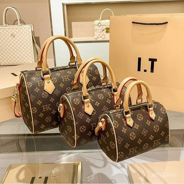 👜 卿選好物 👜 真皮波士頓枕頭包女 2023新款奢侈品手提斜挎包老花單肩包