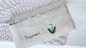 【芳小姐手作】帶來幸福的鈴蘭。刺繡布作現金收納袋 禮物