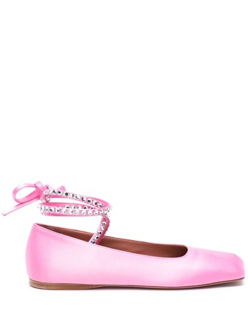 Amina Muaddi - Ane satin ballet pumps - women - Calf Leather/Calf Leather/Rubber/Rubber/Fabric - 39.5 - Pink