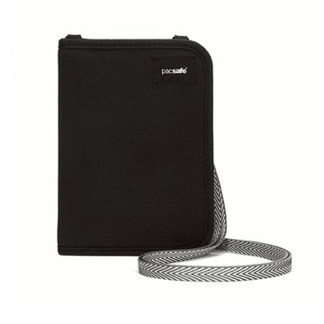 Pacsafe RFIDSAFE V150 防盜頸掛式護照皮夾 黑色(PF10561-BLK)