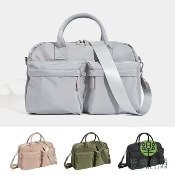 【JOYFUL LIFE 特樂生活】純色 輕便休閒 尼龍 手提單肩包