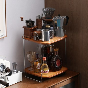 【含稅/免運】 中古輕奢咖啡機置物架桌面水杯架帶抽屜廚房調料收納打印機置物架