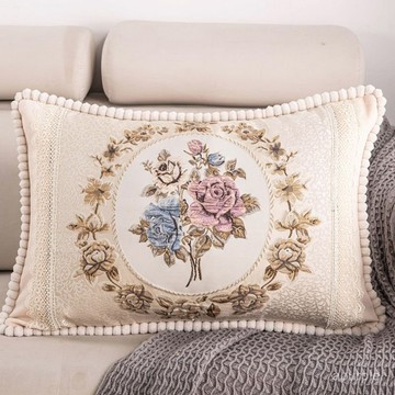 歐式提花抱枕沙髮靠墊抱枕套刺繡長方形客廳沙髮靠枕護腰靠背頭枕 TALK