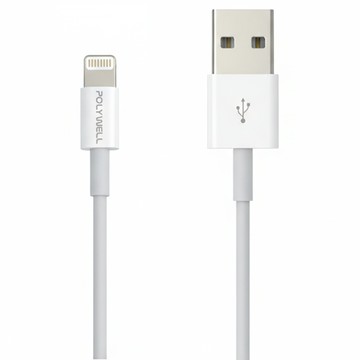 POLYWELL 寶利威爾 Type-A Lightning 3A充電線 適用蘋果iPhone PW15-W45-A163  0.2m  白色  1條