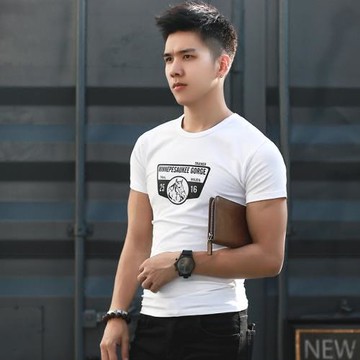 韓版緊身短袖T恤男潮圓領運動健彈力修身體恤肌肉訓練跑步吸汗衫