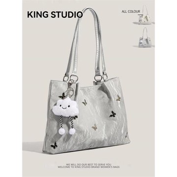 大容量冰川紋蝴蝶托特包2025新款夏天時尚百搭學生上課通勤單肩包