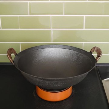 傳統雙耳加厚鑄鐵鍋無涂層老式鐵鍋家用無涂層生鐵圓底炒鍋煤氣灶