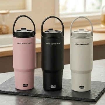 700ml手提冰霸杯保溫杯 車載保溫杯 咖啡隨行杯 陶瓷塗層