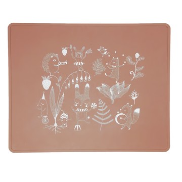 By Lille Vilde 矽膠多功能墊 100%食品級矽膠 可入烤箱烘烤  54.5 x 43.5cm  動物森林 咖啡色  1個