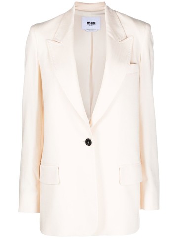 MSGM - single-breasted blazer - women - Viscose/Polyester/Polyester/Elastane - 46 - Neutrals