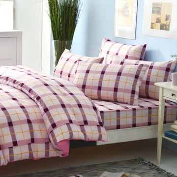 LAMINA混紡雙人被套-經典格紅