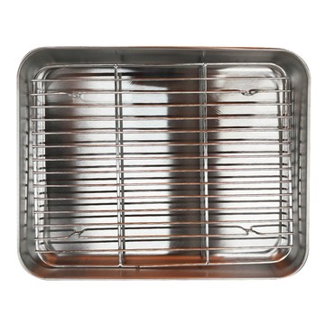 E.dot 不鏽鋼瀝油架烤盤 不鏽鋼原色  中號(25.5 x 20 x 2.5cm)  1個