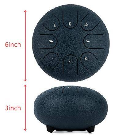 Steel Tongue Drum Notes inches Musical Tank Drum Percussion Instrument with Handpan Drum Mallets Carry Bag Gifts for Kids Adult Beginners (Black)