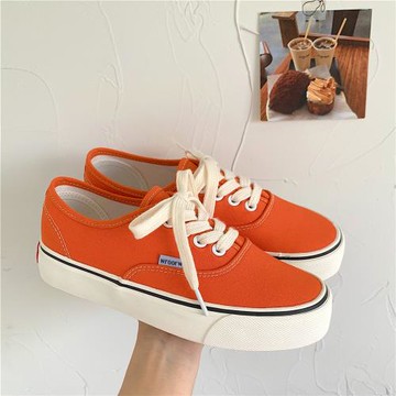 2026春季新款ins安納海姆臟橘色低幫帆布鞋港味街拍休閑百搭板鞋