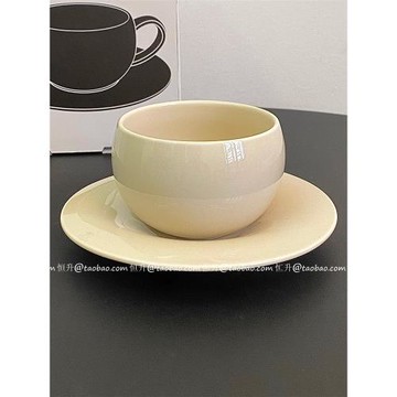 咖啡廳陶瓷無把圓形蛋杯拿鐵拉花杯咖啡杯磨砂石紋陶瓷杯碟禮盒裝