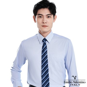 范倫提諾經典條紋長袖襯衫1013-藍條17.5