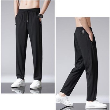 【米蘭精品】冰絲褲運動長褲-春夏吸濕輕薄純色男褲子3色74fa16