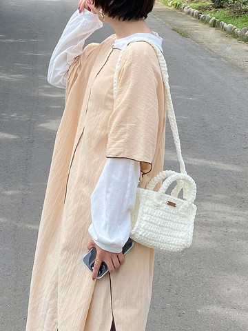 棉花糖手提斜背小方包 附可拆式背帶-白色 bahnhof手作